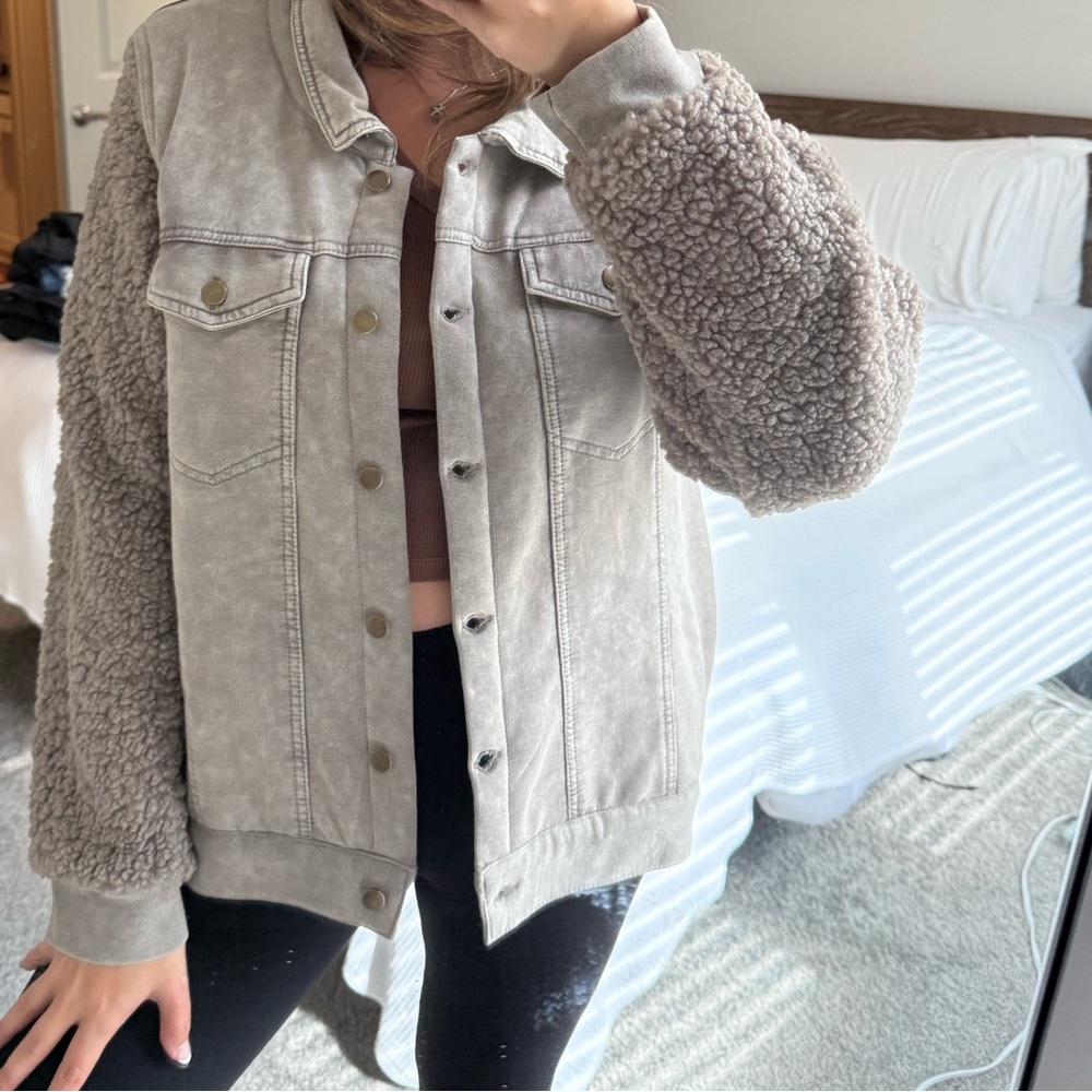 Vintage Gray Sherpa Jean Jacket